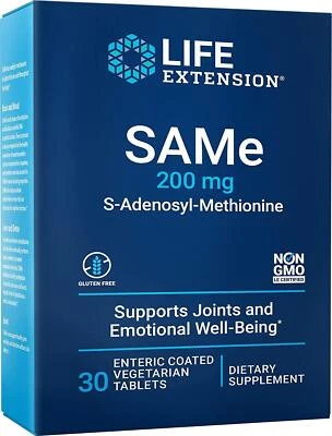 Life Extension SAMe S-adenosyl-methionine 200mg 30 Enteric-Coated Tablets Joints