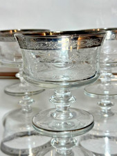 Vier Glas Sektschalen - MURANO MEDICI - Platinrand - neuwertig - Breite 10 cm