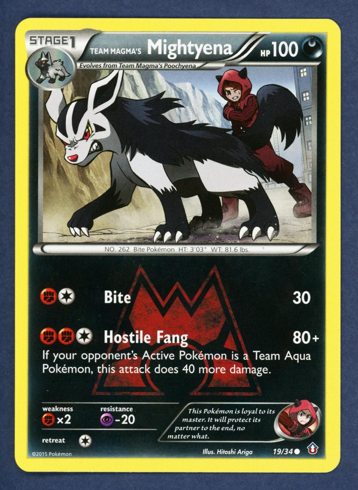 Team Magma's Mightyena 19/34 Common Double Crisis Pokemon Lightly Played