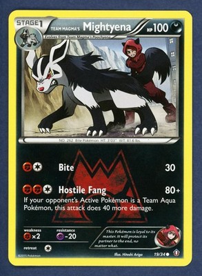 Team Magma's Mightyena 19/34 Common Double Crisis Pokemon Lightly Played