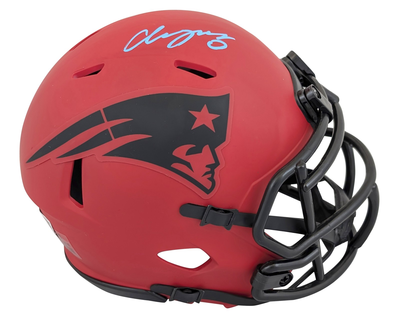 Christian Gonzalez Autographed Signed New England Patriots Patriots Rave Speed Mini Helmet BAS Witnessed 