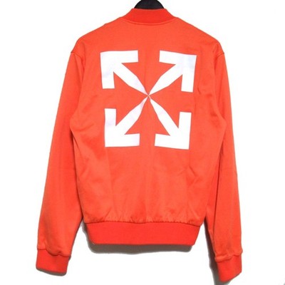 Off-White Back Arrow Print Zip-Up Bomber Jacket Size Small Orange mens USED