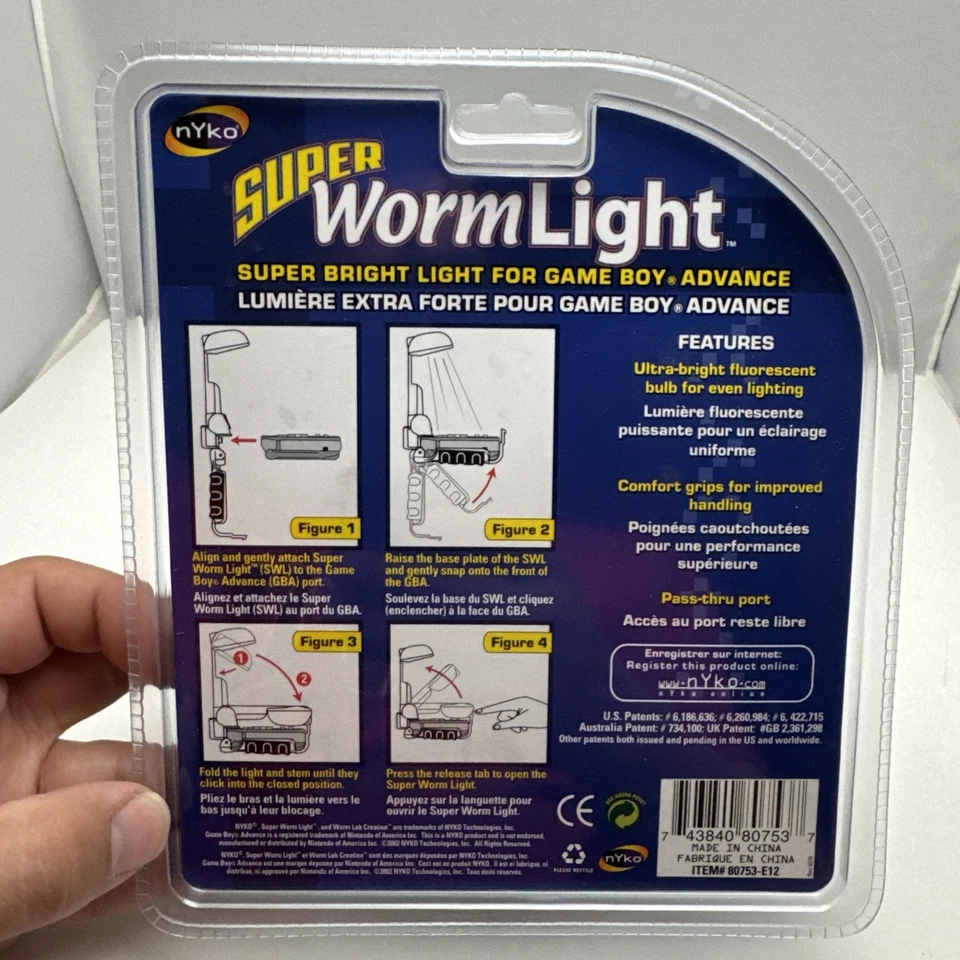 Nuevo de Lote Antiguo Nyko Super Worm Light para Nintendo Game Boy Advance GBA Foto 2 de 4