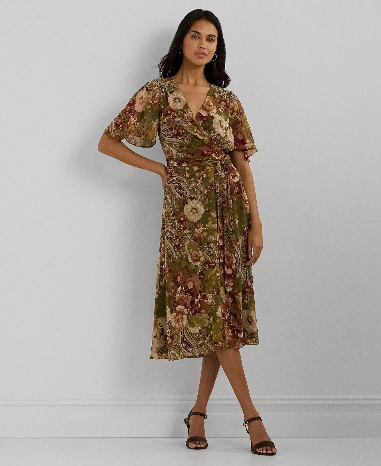 Lauren Ralph Lauren Floral Belted Crinkle Georgette Dress Women’s Size 4