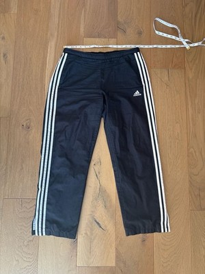 Adidas Vintage 3-Stripe Mesh Lined Track Pants Black Size Large