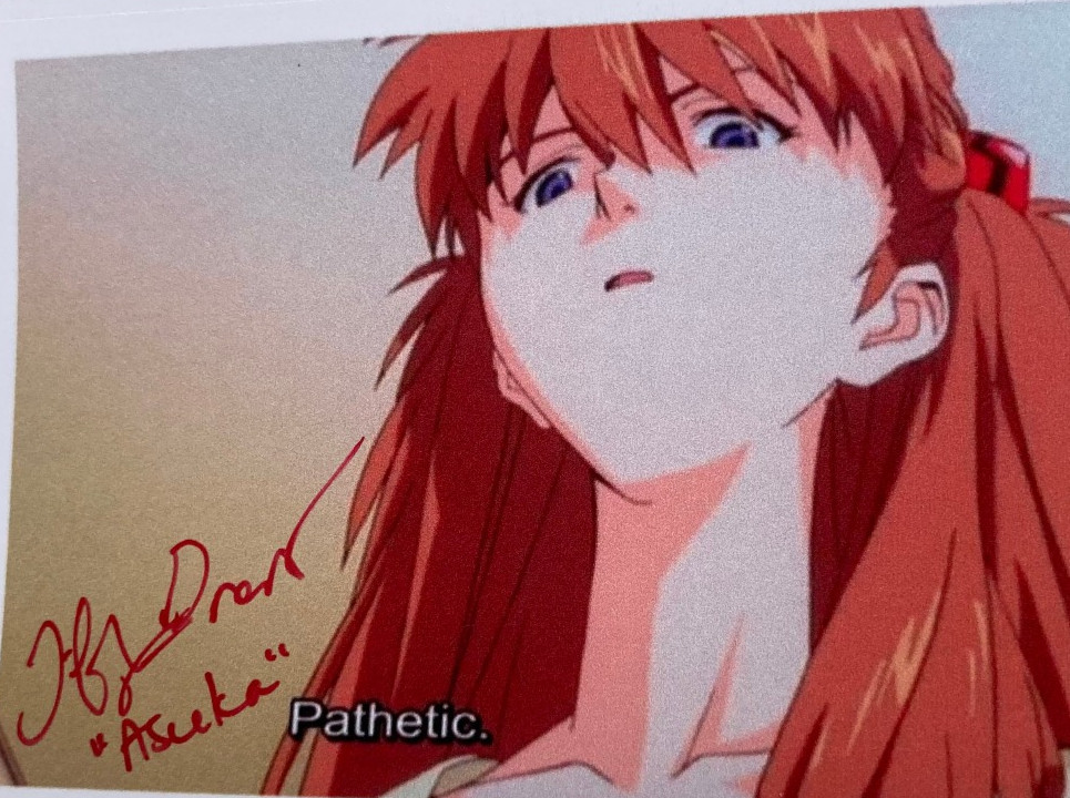 Asuka Langley “Pathetic” Evangelion Sticker SIGNED by Voice Actor TIFFANY GRANT