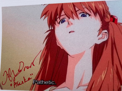 Asuka Langley  Pathetic  Evangelion Sticker SIGNED by Voice Actor TIFFANY GRANT