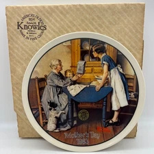 Knowles 1983 Norman Rockwell Mother’s Day Plate Add Two Cups Bradex 84-R70-2.8