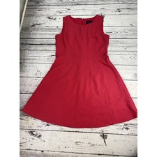 Just Taylor Women Red Textured Fit Flare Dress Size 8 Sleeveless Zip Back