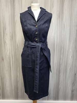 Boden dunkelblau Denim Midi Bleistift Kleid Taschen Kragen Größe 8R. PS