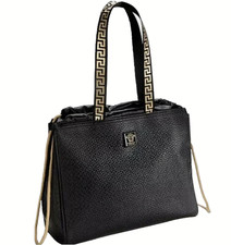 Versace Parfums Women's Black and Gold Faux Leather Weekender Large Tote Bag NEW