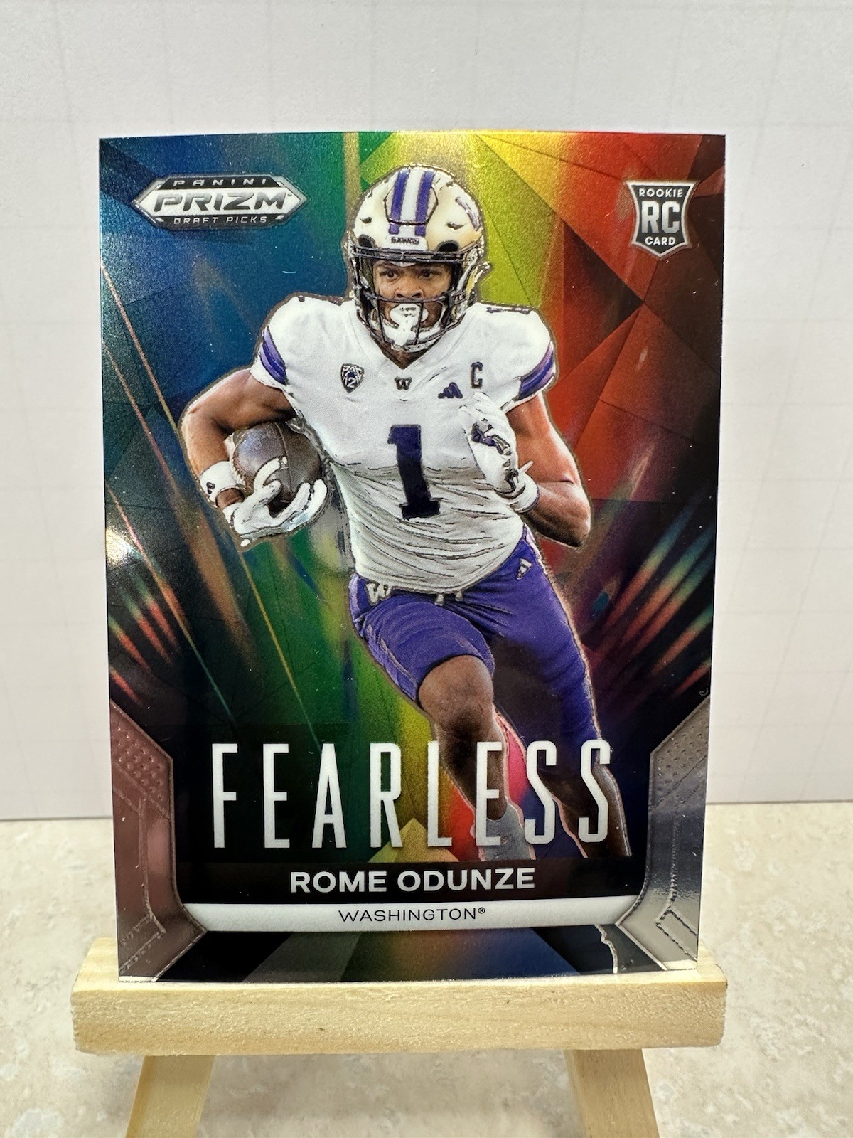 Rome Odunze 2024 Panini Prizm Draft Picks - Fearless #F-RO Red Ice (RC) Bears