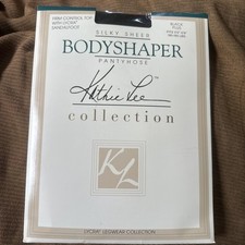 Kathie Lee BodyShaper Pantyhose Black Plus Size Firm Control Top Sandalfoot Vtg