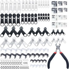 Minatee 163 Piece Zipper Repair Kit - Replacement Zippers, silver, black