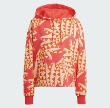 ADIDAS X FARM RIO HOODIE Kangaroo pocket Pull Over Bold Orange Red Cropped, M