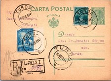 GOLDPATH: Romania postal card 1934 registered CV922_P16