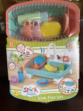 Spark Create Imagine Toy Kitchen Sink Playset Dishes Dishwashing Orange Blue New