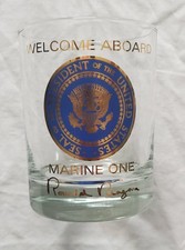Set Of 4 Ronald Reagan Marine One Presidential Seal Glass WHITE HOUSE ISSUED