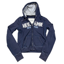 Vintage Y2K Abercrombie  Fitch Hoodie Women Large Blue Full Zip Jacket Faded