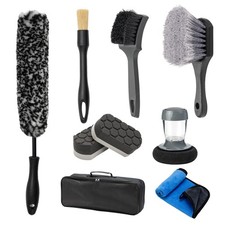 9Pcs Car Wheel Brush kit, Tire Brush, Microfiber Flat Wheel Cleaner Brush, So...