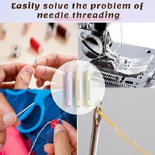 Paquete de 3 enhebradoras de agujas, 2025 mejorado enchufables 2 en 1 enhebradoras de agujas rasgadoras de costuras Foto 3 de 4