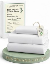 100 Organic Cotton Twin Sheets Set, 3Pc Twin Bed Sheets, Soft  Comfy Breath...