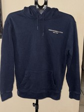 Abercrombie  Fitch Mens Small Navy Blue Pullover Hoodie New York Logo Fleece