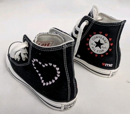 Converse Chuck Taylor Embroidered Hearts High Top Size 7.5 Women’s Black White - Picture 4 of 15