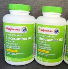 2x Walgreens Triple Strength Glucosamine HCI MSM 180 Joint Health Caplets 8/25