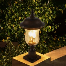 Vintage Outdoor Lamp Post Light, Waterproof Garden Patio Lantern with Clear Glas