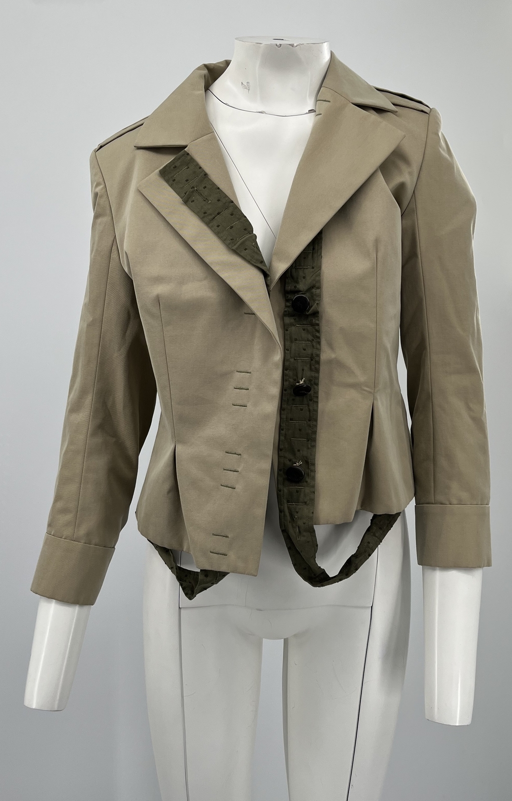 Giacca blazer monopetto Yves Saint Laurent Rive Gauche verde beige taglia 38