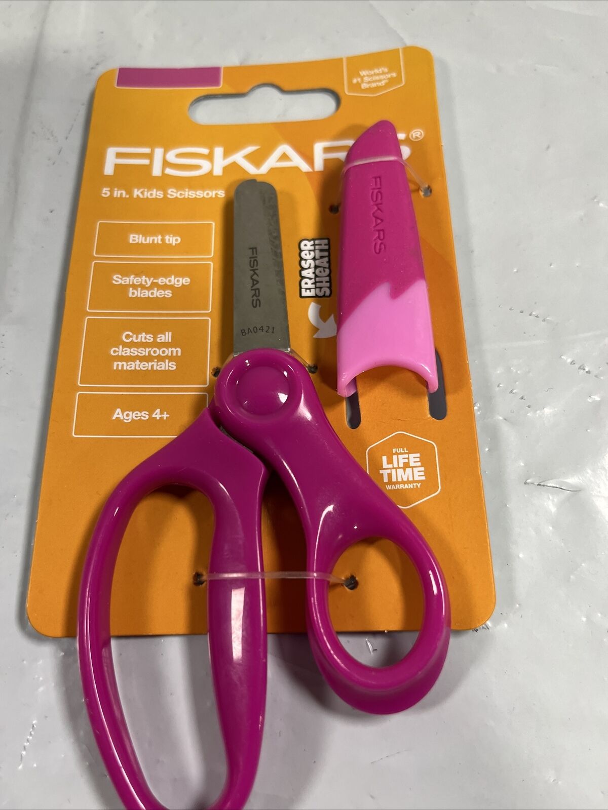 Fiskars 5 Blunt Kids Scissors with Eraser Sheath, Purple (Ages 4+)