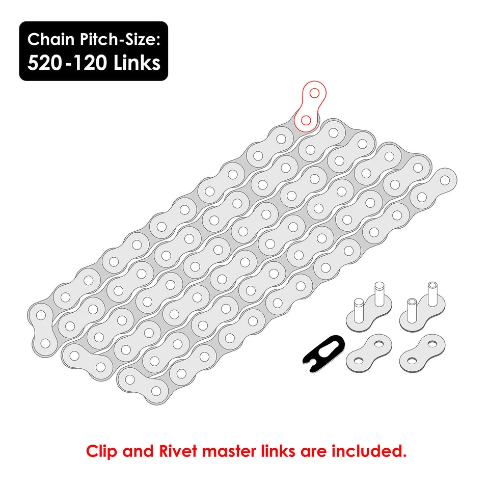 Celox Non-Oring 520 Drive Chain for Polaris RZR 170 2009-2021 0454493 0454771 - Image 2 of 4
