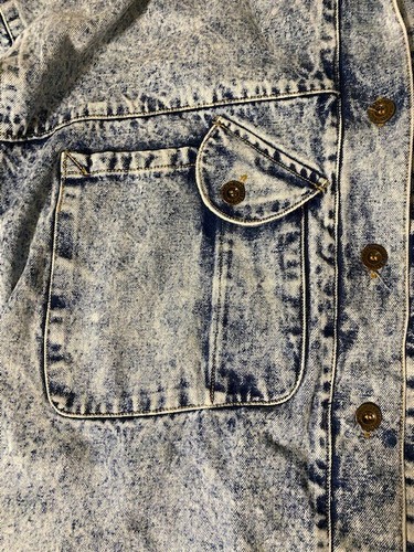 Vintage RETRO Be In The Current Seen DENIM Jacket Stripes Lined Adult Size 80s - Picture 3 of 9