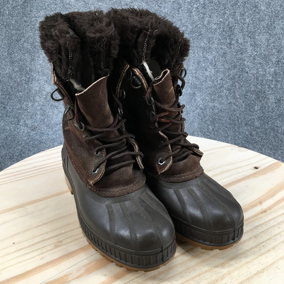 Sorel Botas Juveniles 4 Kaufman Piel de Oveja Medio Pato Invierno Nieve Marrón Cuero Con Cordones Foto 3 de 4