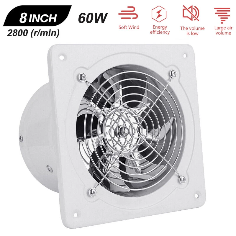 8 inch Exhaust Fan Wall Mounted Vent Fans Ventilation Blower for Bathroom  Window | eBay