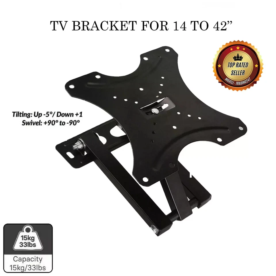 TV Wall Bracket Tilt Swivel For 14 15 20 23 25 30 32 38 40 42 Plasma LCD LED 3D - Image 2 of 4