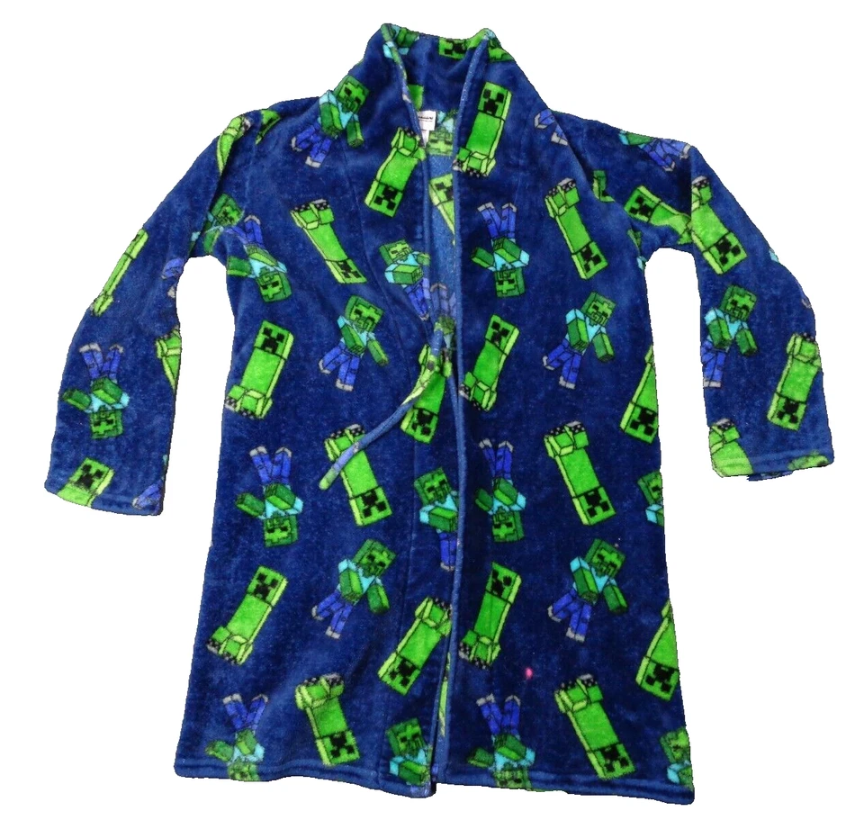 Minecraft Boys Robe Large Luxe Fleece Kids Creeper Flame Resistant Mojang - Image 3 of 4