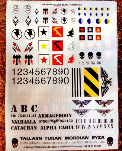 IMPERIAL GUARD-ASTRA MILITARUM-TEMPESTUS ALL DECALS Games Workshop Warhammer 40K