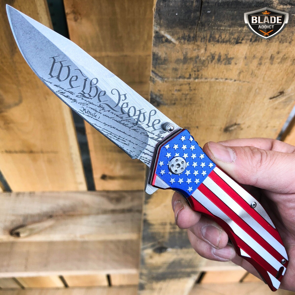 MTech USA American FLAG Spring Assisted Folding Open POCKET KNIFE
