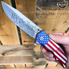 MTech USA American FLAG Spring Assisted Folding Open POCKET KNIFE ARMY PATRIOTIC