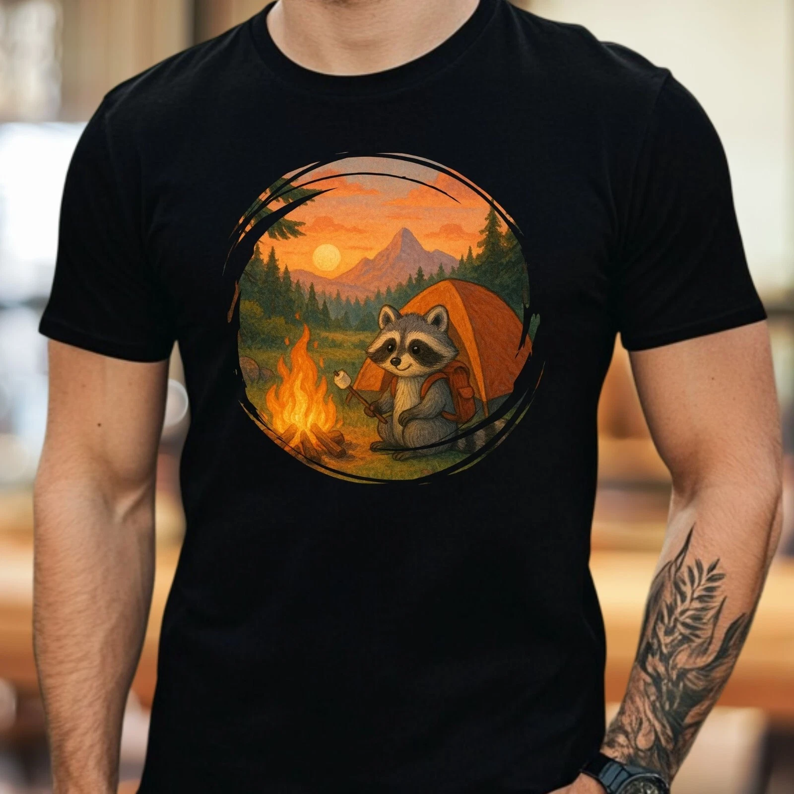 Mens Camping Raccoon Print Cotton T-Shirt Size S to 5XL
Opens in a new window or tab
