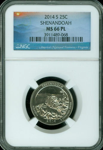 2014 S SHENANDOAH QUARTER NGC MS66 PL MIRROR PROOFLIKE   *