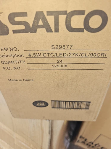 Satco S29877 4.5 watt B10 LED; Clear; Candelabra Base; 2700K; 350 lumens; 120 Vo - Picture 5 of 5