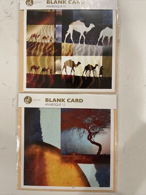 UAE Dubai Camel Art Set 2 NEW  Blank Note Cards Arabesque 6''x6'' Gallery One G-1