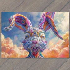 Art Print Rabbit Bunny Surrealism Crazy Bright Colors Weird Strange Wild Unusual