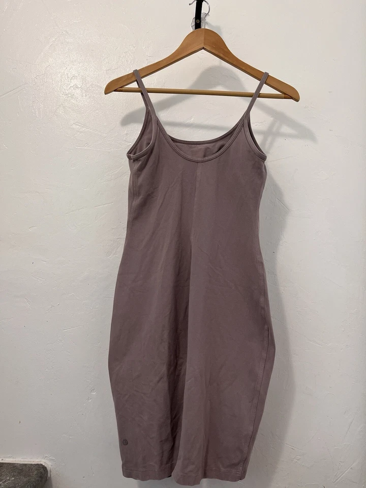 Lululemon Inner Glow Dress Lavender Practice Cotton Bodycon Size 6 - Imagem 4 de 4