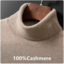 Men Cashmere Turtleneck Pullovers Autumn Winter Soft Light Warm Knitted Sweater