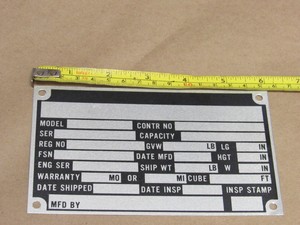Data Plate Shipping Nomenclature NOS Fits Military trucks ...