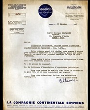 PARIS (XVII°) USINE de SAINT-OUEN & de FLAVIAC / SOMMIERS MATELAS "SIMMONS" 1945